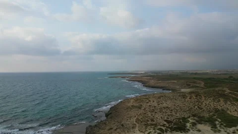 Drone flight on the mediterranean cost Video stock 244168415