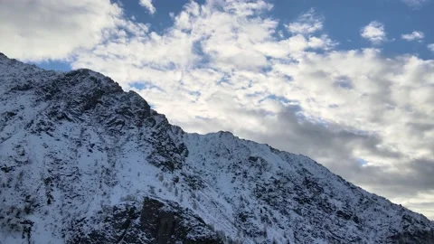Drone flight in mountain landscape with snow. Aerial video footage. The Alps 4K Stock Footage 148031443