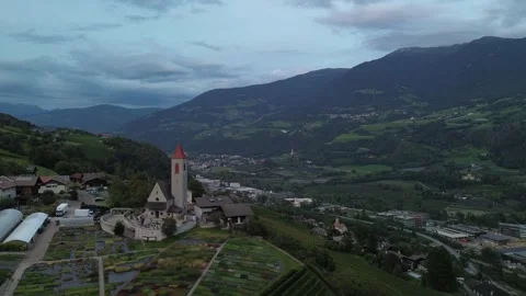 Drone Flight with Mountain View near Brixen, South Tyrol, Italy Vídeo Stock 343994772