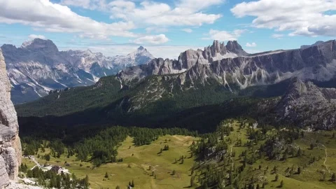 Drone flight in the mountains. Cinque torri Stock Footage 208947472
