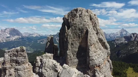 Drone flight in the mountains. Cinque torri Stock Footage 208947481