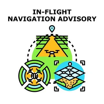 Drone flight navigation advisory system concept Stock Illustration