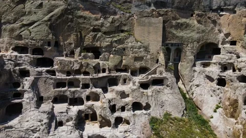 Drone flight near the cave monastery complex of Vardzia. Stock Footage 168678030