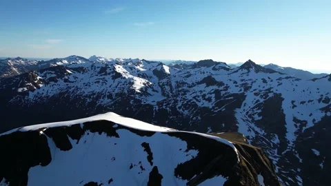 Drone flight in norway mountains in winter with fjord view Stock Footage 222950132