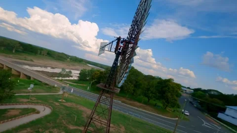 Drone flight of an old Wind Turbine in Australia Stock Footage 262936340