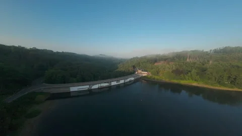 Drone Flight over the Aggertalsperre at Dawn in Germany 動画素材 314978513
