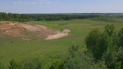 Drone flight over the ancient site of the knights' battlefield in the Grand Duch Stock Footage 273510432