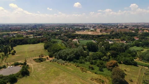 Drone flight over Aniene park in Rome, Italy - Full HD - ProRes Stock Footage 142158197