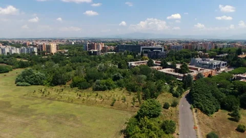 Drone flight over Aniene park, north Rome, Italy - Full HD - ProRes Stock Footage 142158203