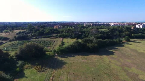 Drone flight over Aniene park in Rome, Italy - Full HD mov - ProRes Stock Footage 142162168