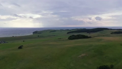 Drone flight over area Moenchgut on Ruegen, Germany Vidéo 141116540