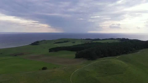 Drone flight over area Moenchgut on Ruegen, Germany Video stock 141117049