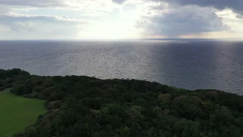 Drone flight over area Moenchgut on Ruegen, Germany Stock Footage 141117921