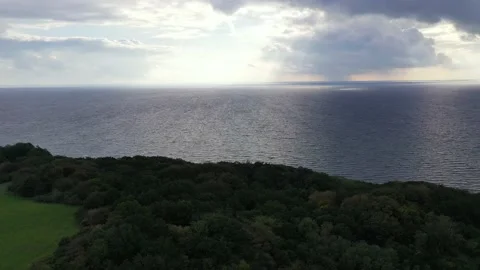 Drone flight over area Moenchgut on Ruegen, Germany Stockbeeldmateriaal 141118277