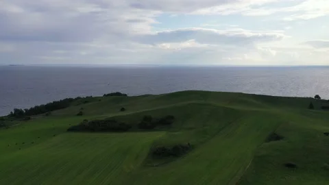 Drone flight over area Moenchgut on Ruegen, Germany Stockbeeldmateriaal 141118446