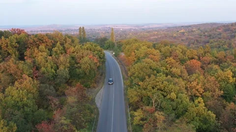 Drone Flight over an Asphalt Interurban Road During the Autumn Season Stock Footage 172397748