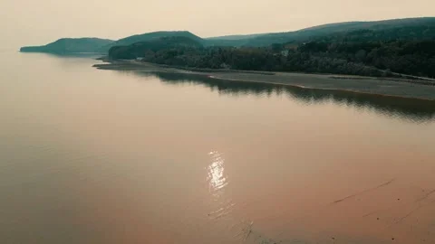Drone Flight Over Atlantic Ocean During Low Tide Towards National Park Coast Video stock 254998320