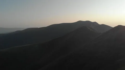 Drone flight over bald mountains. Deforestation, ecology and global warming Stock Footage 143605038