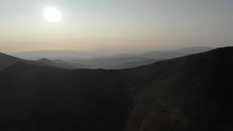 Drone flight over bald mountains. Deforestation, ecology and global warming Stock Footage 143606321