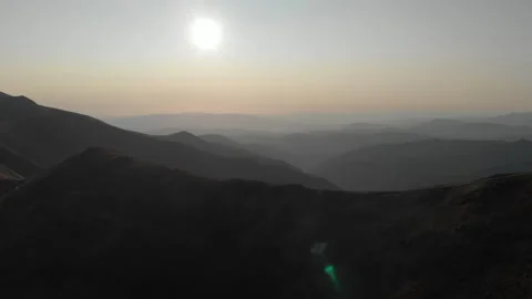 Drone flight over bald mountains. Deforestation, ecology and global warming Stock Footage 143606935
