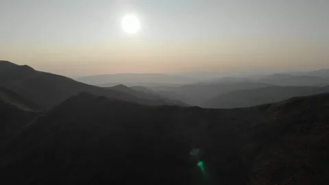 Drone flight over bald mountains. Deforestation, ecology and global warming Stock Footage 143607168