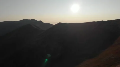 Drone flight over bald mountains. Deforestation, ecology and global warming Stock Footage 143607547
