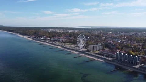 Drone flight over the Baltic sea beach Stock Footage 163205568