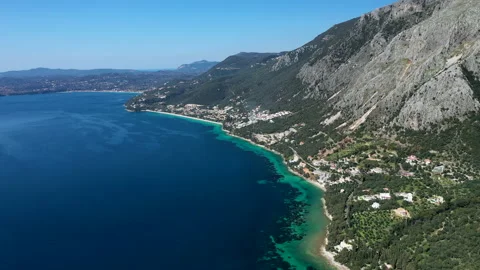 Drone Flight Over Barbati North East Corfu Island Summer Ocean View, Mountains 스톡 동영상 230313189