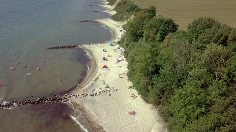 DRONE FLIGHT OVER BEACH ARIAL VIEW Stock Footage 113330875