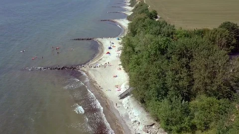 DRONE FLIGHT OVER BEACH ARIAL VIEW Video stock 113330891