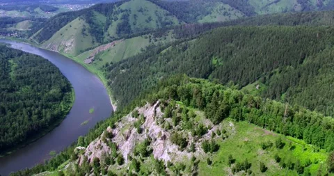 Drone flight over a beautiful mountain in summer Stock Footage 171457742
