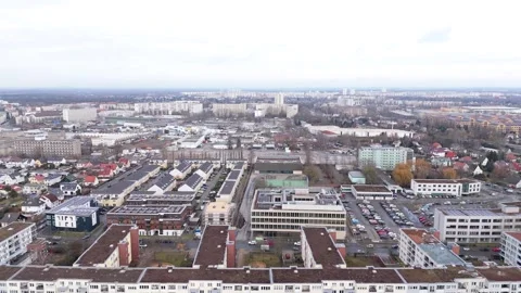 Drone Flight Over Berlin Skyline Construction Sites and Traffic Stock Footage 328719583