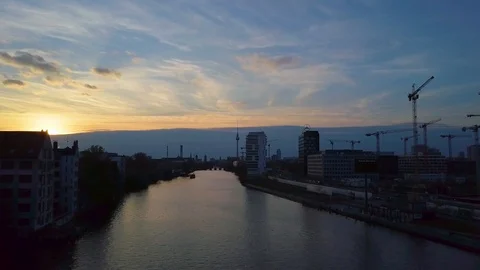 Drone flight over Berlin with TV Tower in background Stock Footage 101651125