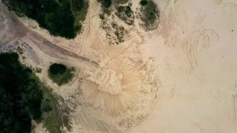 Drone flight over the Big Drift, a giant sand dune, Australia Stock Footage 262945078