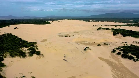 Drone flight over the Big Drift, a giant sand dune, Australia Stock Footage 262945185