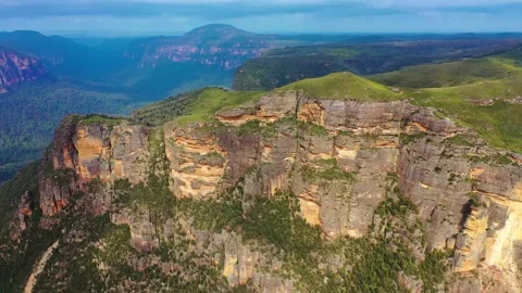 Drone flight over the blue mountains, Sydney, New South Wales, Australia Stock Footage 262943465