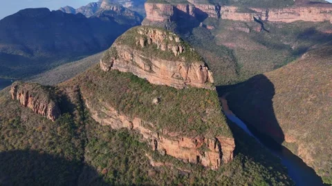 Drone Flight Over Blyde River Canyon's Deep Valleys, South Africa Stock Footage 311884484