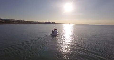 Drone flight over boat Stock Footage 68899990