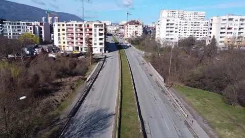 Drone flight over Boulevard Andrey Lyapchev in Sofia, Bulgaria Stock Footage 254723140