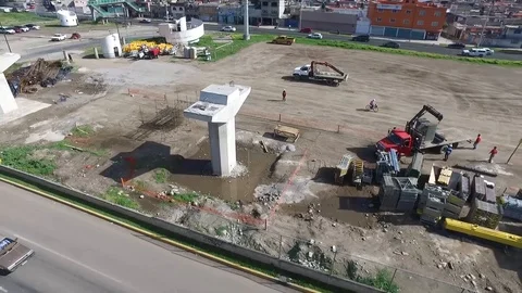 Drone flight over a bridge under construction Stock Footage 91592128