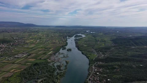 Drone flight over the Buna River in Shkoder, northern Albania Video stock 311055873