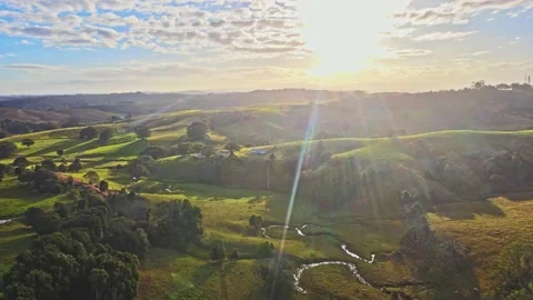 Drone flight over the Byron Bay hinterland - Telopa. NSW Australia - 4K 60fps Video stock 201008481