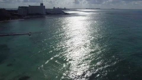 Drone flight over the Caribbean sea towards the sun Stock-Footage 201373267