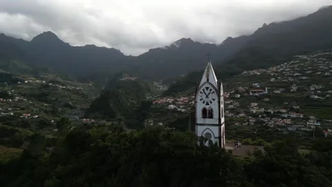 Drone flight over the Chapel of the Apparitions Stock Footage 262308096