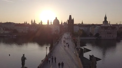 Drone flight over charles bridge ( Czech Republic, Prague ) 2 Stock Footage 117203825