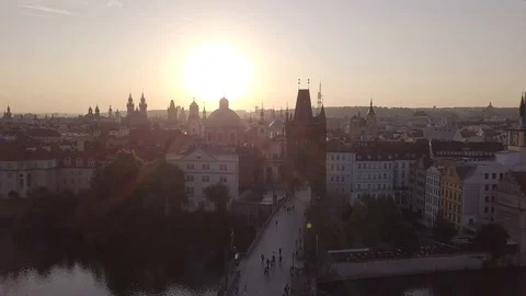 Drone flight over charles bridge ( Czech Republic, Prague ) Stock Footage 117203849