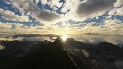 Drone flight over Christ the Redeemer in Rio de Janeiro. Brazil Stock Footage 240541319