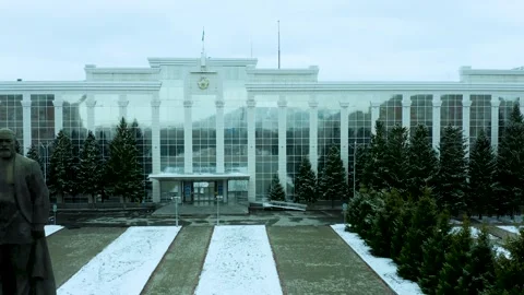Drone flight over the city administration building akimat and the central square 스톡 동영상 240530635
