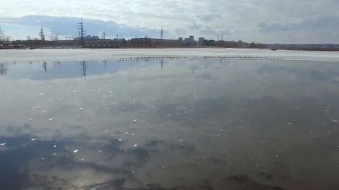 Drone flight over the city pond. Stock Footage 124160239