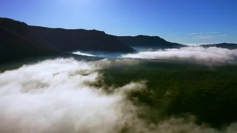 Drone flight over the clouds in the Blue Mountains, New South Wales, Australia Stock Footage 262942466
